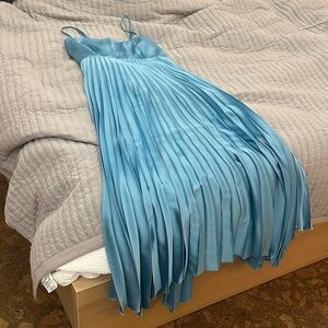 Abercrombie & Fitch Sky Blue Pleated Formal Satin Dress